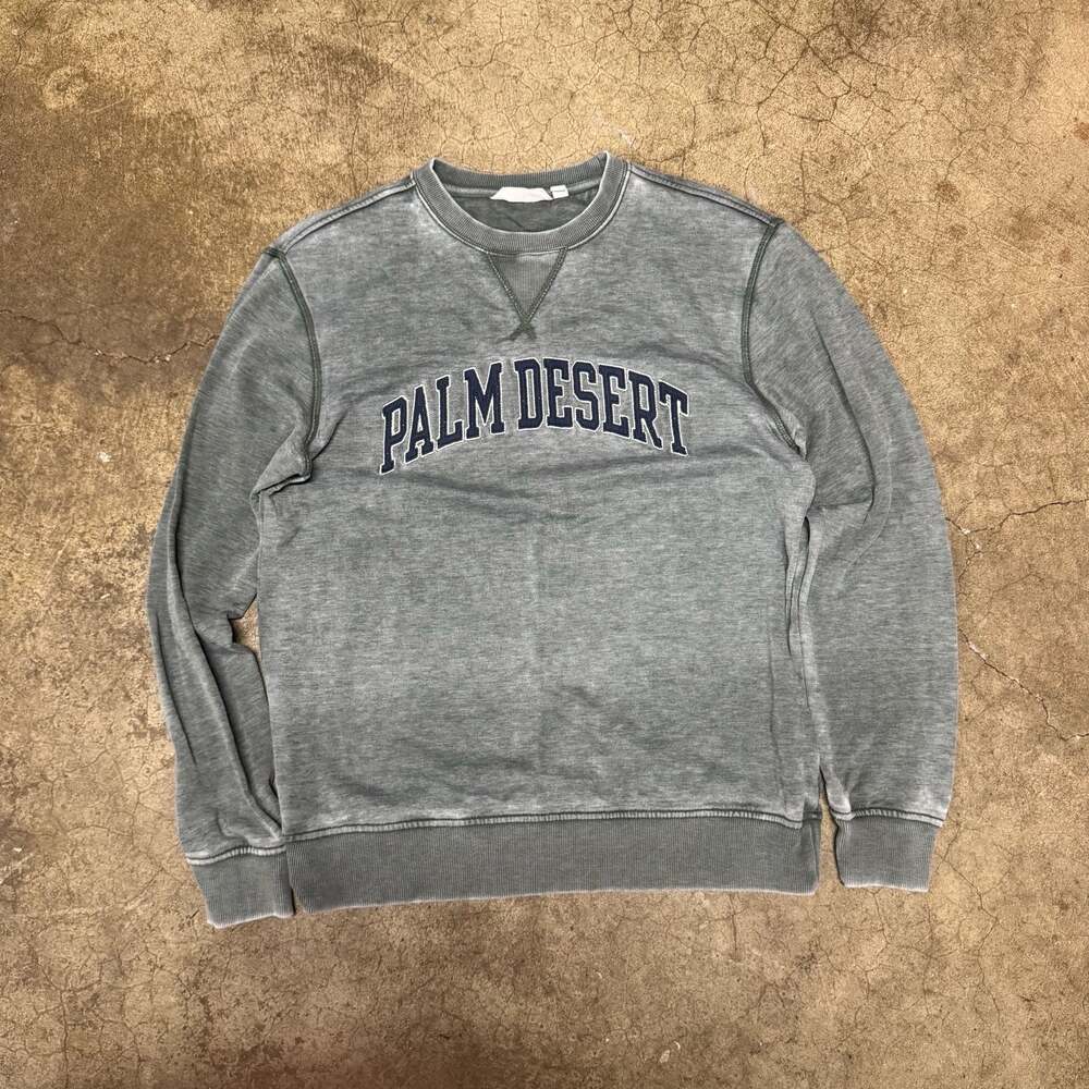Camp David Palm Desert Graphic Crewneck Sweatshirt Gray Acid Wash